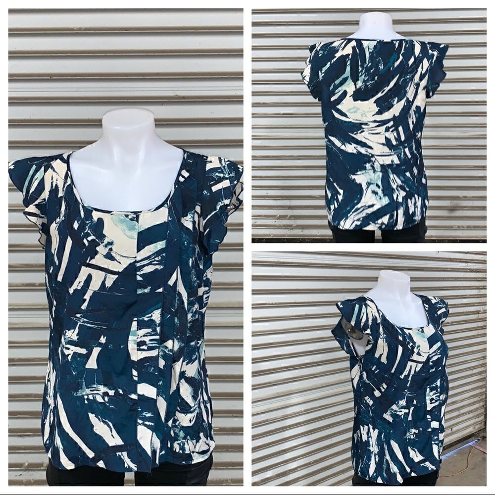 Ann Taylor medium petite top with side ruffle